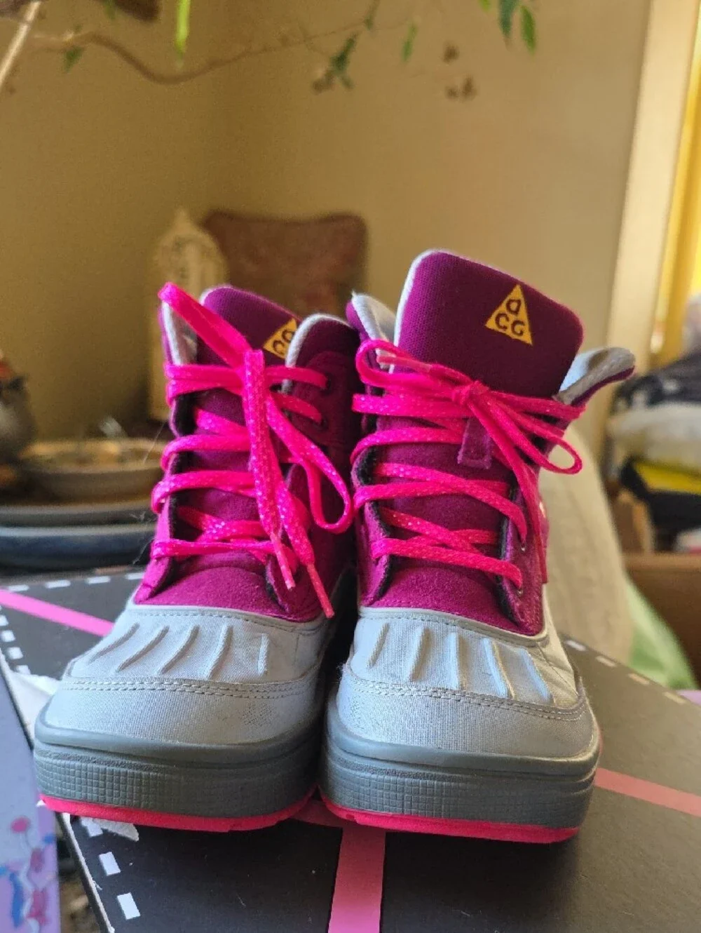 Nike ACG Kids Hot Pink and Gray Rain & Snow Boots